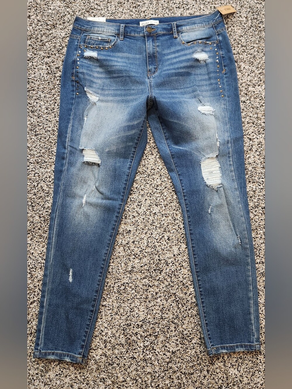 Mudd Medium Blue Distressed Skinny Jeans with Stud Accents NWT